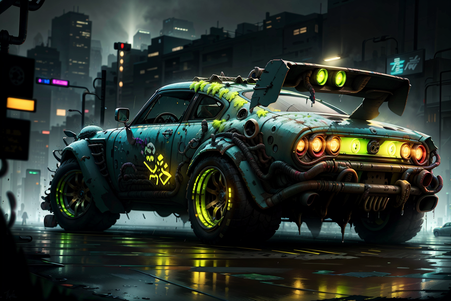 00131-1376963726-ToxicPunkAI sport car in cyberpunk street city at night neons rain fog, detailed, intricate.png